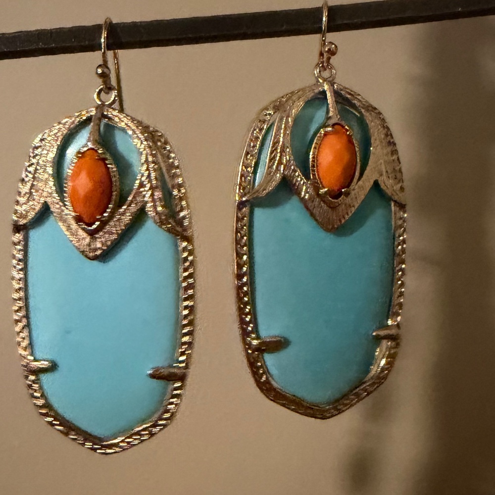 Kendra Scott Darby Gold Statement Earrings-vintage Rodeo collection - Picture 2 of 4